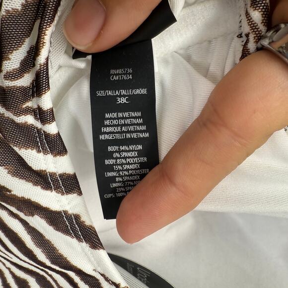 Coco Reef Womens Mesh Underwire Bra Tankini Top Size 38C Animal Stripe New - Picture 8 of 8